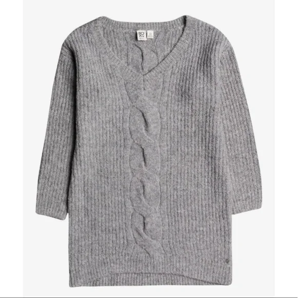 NWT Roxy Turn a Corner V Neck Cable Knit Sweater Dress - Picture 2 of 5